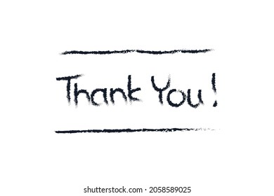 Thank You Card. Black Text Handwritten Lettering Brush Calligraphy with Double Lines isolated on White Background. Flat Vector Illustration Design Template Element for Greeting Cards.