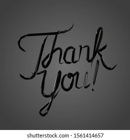 Thank You Card in Black and White. Dark Low Poly Vector Greyscale Silhouette 3D Rendering