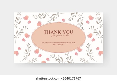 thank you card with border and flower vintage design	