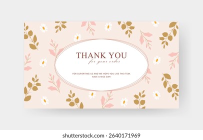 thank you card with border and flower vintage design	