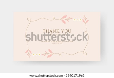 thank you card with border and flower vintage design	