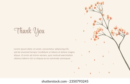 thank you card with botanical flower and gold design