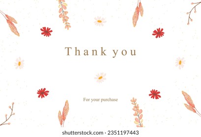 thank you card with botanical flower, gold design