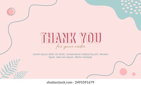 Thank You Card for Business. Thank you for ordering. Abstract Nature Background. Pastel Colors.