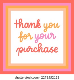 Thank You Card for Business. Thank You for your purchase Lettering for Small Business