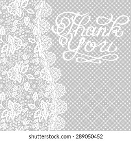 Thank You card with calligraphic lettering and lace