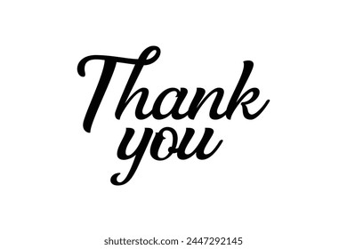 Thank you card. Calligraphy black text word. Hand drawn invitation T-shirt print design. Handwritten modern brush lettering white background isolated vector