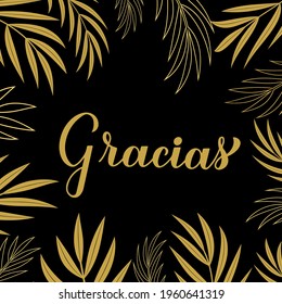 Thank you card. Calligraphy hand lettering in Spanish language. Vector template for banner, poster, label, sticker etc.