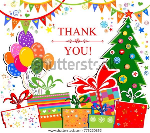 Thank You Card Celebration Background Christmas Stock Vector