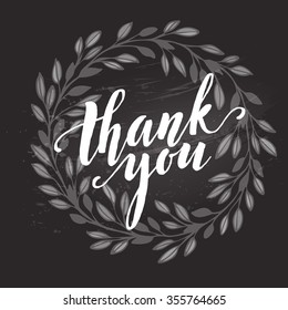 Thank You Card  chalk drawing on the blackboard. Vector illustration EPS10