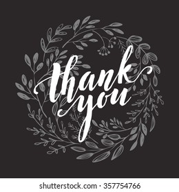 Thank You Card  chalk drawing on the blackboard. Vector illustration EPS10