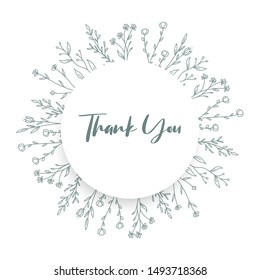 Thank You Card Circle Leaf Ornament Stock Vector (Royalty Free ...