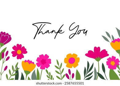Thank You Card with Colorful Flowers