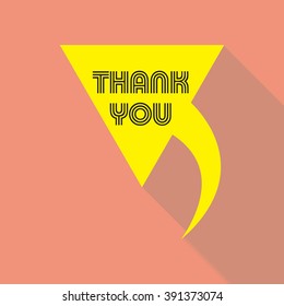 Thank you card colorful, vector, replicate flat design with shadow, speech bubble icon in trendy color pallet, with lettering Thank You.
