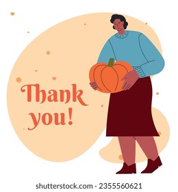 Thank you card concept illustration. Thanksgiving day design template for websites, posters, banners. Happy Thanksgiving Day Food. Vector illustration