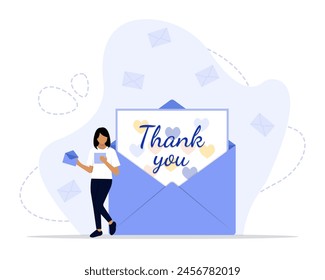 Thank you card concept illustration. Suitable for landing page, ui, web, App intro card, editorial, flyer, and banner.