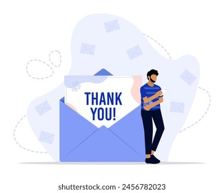 Thank you card concept illustration. Suitable for landing page, ui, web, App intro card, editorial, flyer, and banner.