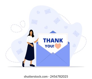 Thank you card concept illustration. Suitable for landing page, ui, web, App intro card, editorial, flyer, and banner.