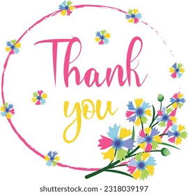 thank you card with cornflowers