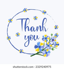 Thank you card with cornflowers
