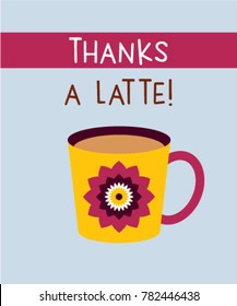 thank you card with cup graphic vector