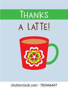 thank you card with cup graphic vector
