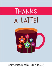 thank you card with cup graphic vector