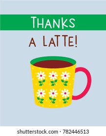 thank you card with cup graphic vector