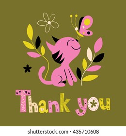 thank you card with cute kitten
