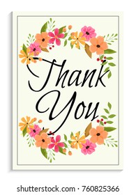 Thank You Card Decorated Colorful Watercolor Stock Vector (Royalty Free ...