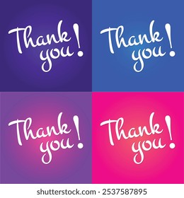 Thank you card design illustration with four different colors, eps