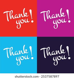 Thank you card design illustration with four different colors, eps