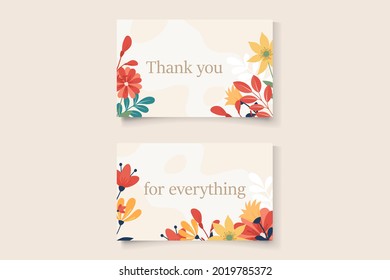 Thank you card design on a spring flower theme