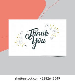 Thank you card design on a flower theme Free Vector