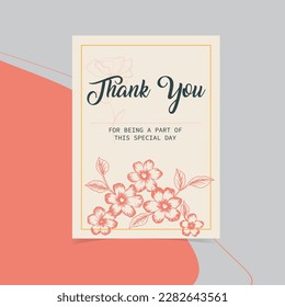 Thank you card design on a flower theme Free Vector