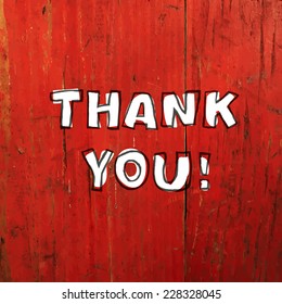Thank You Card Design On Red Planks Texture. Vector