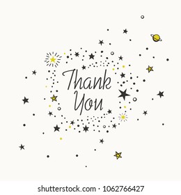Thank you card design with stars, vector illustration