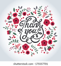 Thank you card design. Vector illustration. Illustration for greeting cards, invitations, and other printing and web projects.