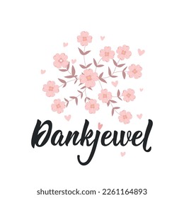 Thank you card. Dutch text: Thank you. Lettering. vector illustration. element for flyers, banner and posters. Modern calligraphy Dankjewel