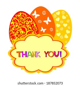 Thank You Card. Easter egg. Vintage card. Vector illustration 