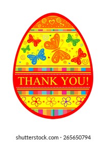 Thank You Card. Easter egg. Vintage card. Vector illustration 