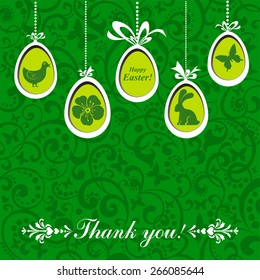 Thank You Card. Easter egg. Vintage card. Vector illustration 