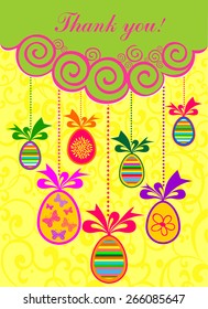 Thank You Card. Easter egg. Vintage card. Vector illustration 