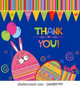 Thank You Card. Easter egg. Vintage card. Vector illustration 