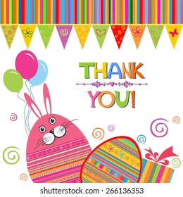Thank You Card. Easter egg. Vintage card. Vector illustration 