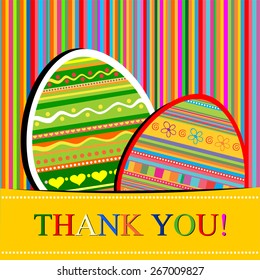 Thank You Card. Easter egg. Vintage card. Vector illustration 