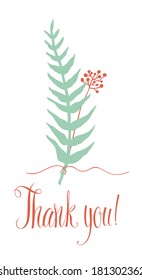 Thank you card with fern and twig