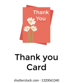Thank you card flat vector icon