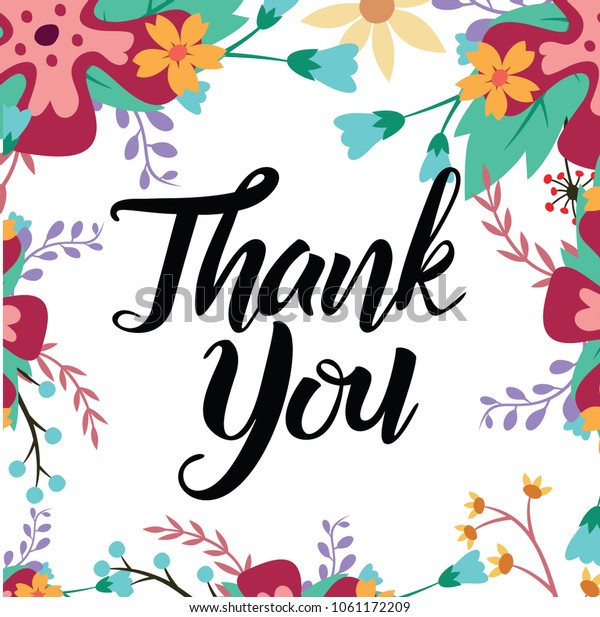 Thank You Card Floral Design Stock Vector (Royalty Free) 1061172209