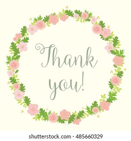 Thank You Card Floral Frame Vector Stock Vector (Royalty Free ...